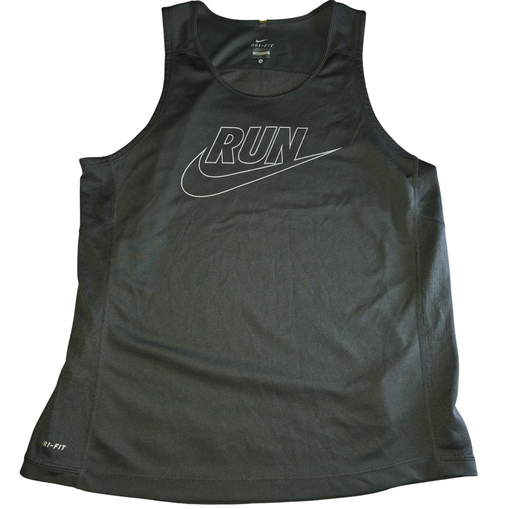 Nike Miler Dri-FIT Womens Running Tank Top Graphic RUN Swoosh 638250-060 L